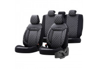 Juego de fundas de asiento otoM de cuero/terciopelo 'Comfortline VIP' - Negro/Gris - 11 piezas