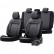 Juego de fundas de asiento otoM de cuero/terciopelo 'Comfortline VIP' - Negro/Gris - 11 piezas