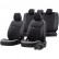 Juego de fundas de asiento otoM de cuero/terciopelo 'Premium' - Negro + Borde blanco - 11 piezas