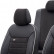 Juego de fundas de asiento otoM de cuero/terciopelo 'Premium' - Negro + Borde blanco - 11 piezas, Miniatura 3