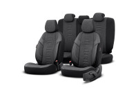 Juego de fundas de asiento universales de lino, cuero y tela 'Throne' en negro y gris (11 piezas) para Side-A
