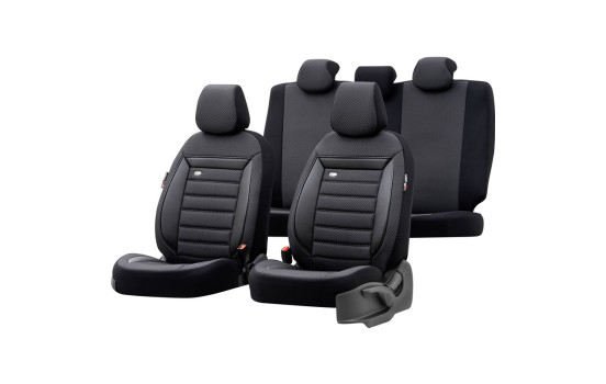 Juego de fundas de asiento universales de tela 'Prestige', cuadros negros/antracita (11 piezas)