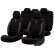 Juego de fundas de asiento universales de tela y cuero 'Limited', negro con costuras rojas - 11 piezas