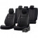 Juego de fundas de asiento universales de terciopelo/tela 'Royal' negro + borde blanco - 11 piezas - adecuado pa