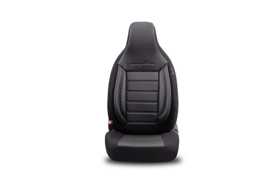 Juego de fundas universales para asientos CityBug de cuero y tela Comfortline negro/gris (9 piezas), Imagen 3