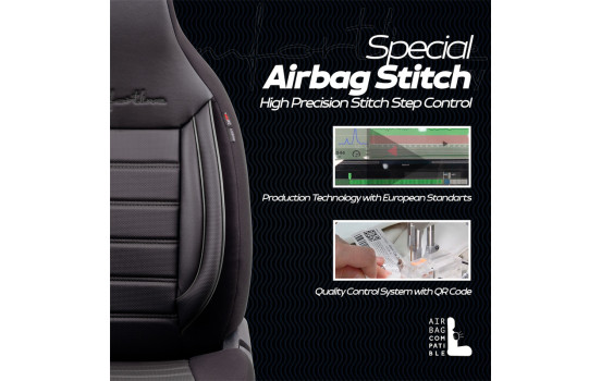 Juego de fundas universales para asientos CityBug de cuero y tela Comfortline negro/gris (9 piezas), Imagen 6