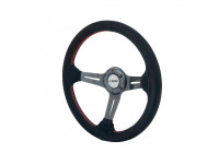 Volante deportivo de alta gama Simoni Racing Tommi 350 mm - Carbono auténtico - Ante negro + costuras rojas - D