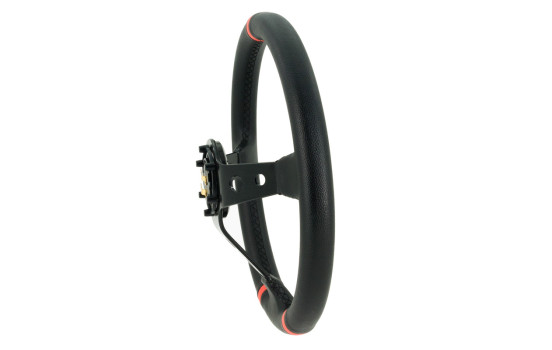Volante deportivo universal 'Deep-Dish' - Ø350mm - Cuero PU negro + radios negros + franjas rojas, Imagen 3