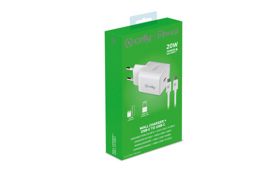 Cargador rápido Celly para el hogar de 20 W USB-C/U, Imagen 4