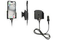 Soporte ajustable activo para Apple iPhone 15/15 Pro con conector USB SIG de 12 V, 70-83 mm