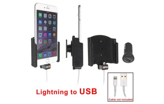 Soporte pasivo para Apple iPhone 6 Plus. Para cable Lightning de Apple a USB con enchufe Griffin USB 12/24 V.