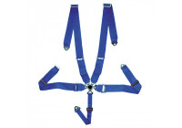 Cinturón deportivo de carreras de 5 puntos azul + liberación rápida + marca E (3 pulgadas)