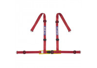 Cinturón deportivo Sparco de 4 puntos - Rojo - Incluye protector pélvico y fijación con tornillos (certificado E)