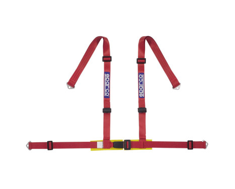 Cinturón deportivo Sparco de 4 puntos - Rojo - Incluye protector pélvico y fijación con tornillos (certificado E)