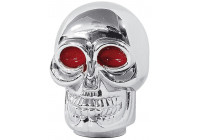 Pomo de cambio de marchas Simoni Racing con forma de calavera - Cromo + Ojos rojos