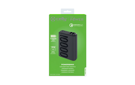 Banco de energía Celly PD 18W 10000mAh Negro, Imagen 2