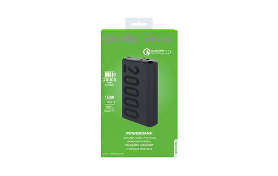 Banco de energía Celly PD 18W 20000mAh Negro, Imagen 3