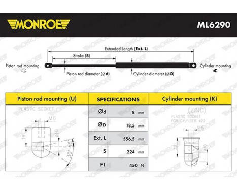 Gasfjäder, bagageutrymme ML6290 Monroe, bild 11