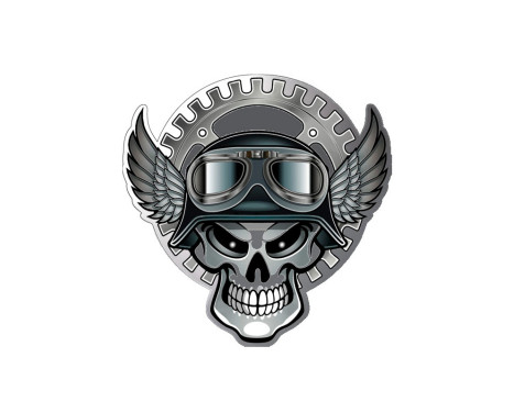 AutoTattoo Sticker Gearwheel Skull 3D Chrome - 8,5 x 8,6 cm, bild 2