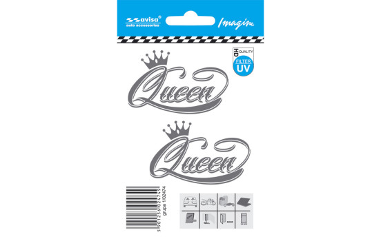 Biltatueringsdekal QUEEN 2st - 6,3x4cm