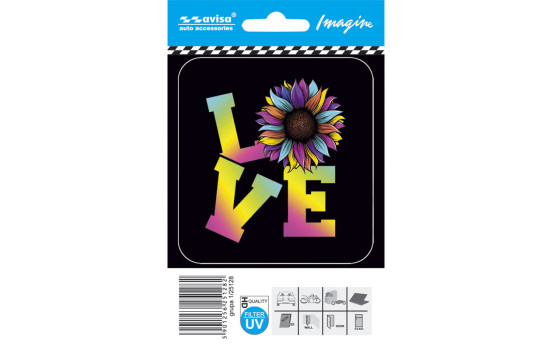Biltatueringsklistermärke LOVE - 8,7x9,2cm