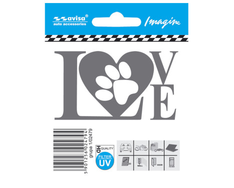 Biltatueringsklistermärke LOVE paw - 7,7x4,4cm