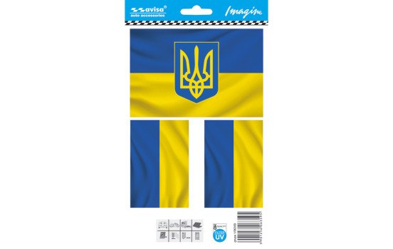 Biltatueringsklistermärke Ukraina/ flaggor - 12,7x8,5cm