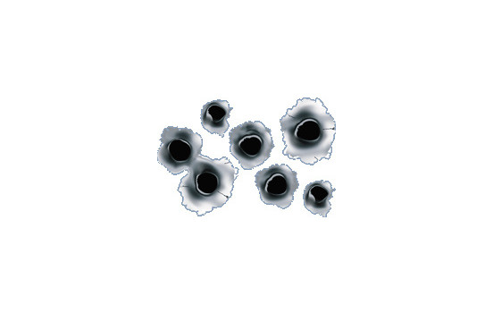 Klistermärke 9 BulletHoles - svart / metall - 10x17cm