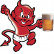 Klistermärke Devil med öl - 10,5x10,5cm