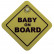 Klistermärke / Plate Baby On Board - gul - 16x16cm