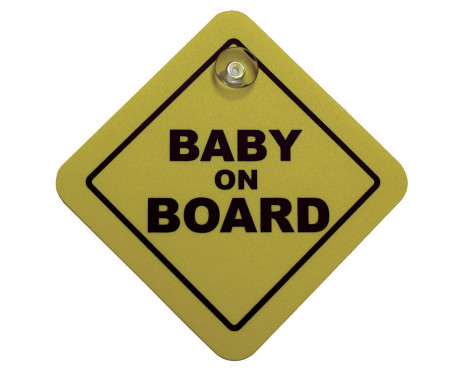Klistermärke / Plate Baby On Board - gul - 16x16cm, bild 2