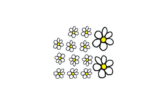 Klistermärken Blommor - vit / gul - 13.5x15.5cm