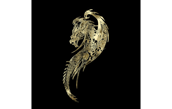 Nickel-Guld klistermärke 'Dragon' - 65x110mm