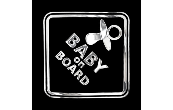 Nickeldekal 'BABY ON BOARD' - 70x70mm