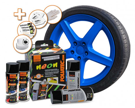 Foliatec Spray Film (Film Injection) NEON 4-Piece Set - blå 2x400ml + baslager 2x400ml Foliatec Spray Film (Film Injection) NEON 4-Piece Set - blå 2x400ml + baslager 2x400ml