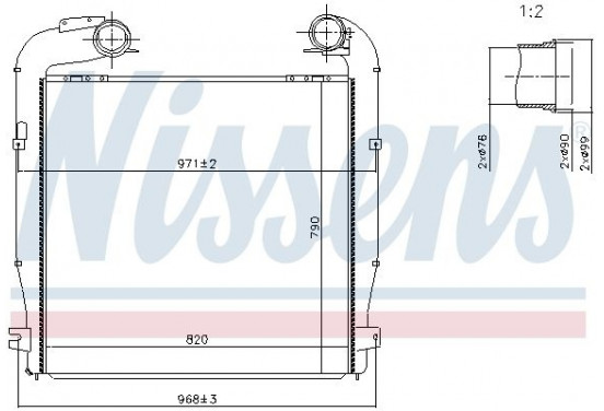 Intercooler, inlaatluchtkoeler 97080 Nissens
