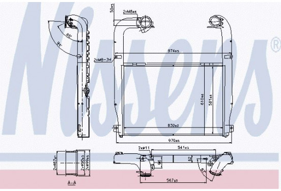 Interkoeler, tussenkoeler 97062 Nissens