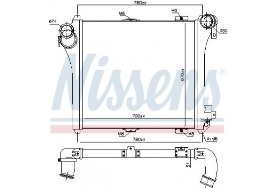 Interkoeler, tussenkoeler 97075 Nissens