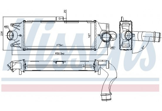 Intercooler, inlaatluchtkoeler 96202 Nissens