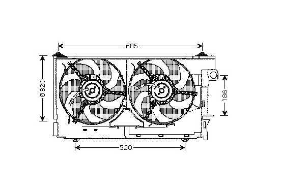 KADER + DUBBELE KOELVENTILATOR 306 tot '97 4036749 International Radiators