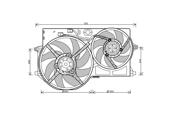 KADER + DUBBELE KOELVENTILATOR Jumpy/Evas./Ulysse/Scudo 1610749 International Radiators