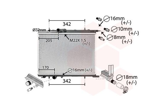 RADIATEUR BENZINE / DIESEL UNIVERSEEL 40002300 International Radiators Plus