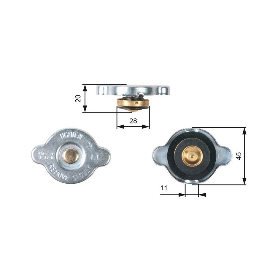 Radiateurdop RC133 Gates voor o.a. ACURA, BEDFORD, FORD, FORD USA, GEO ...