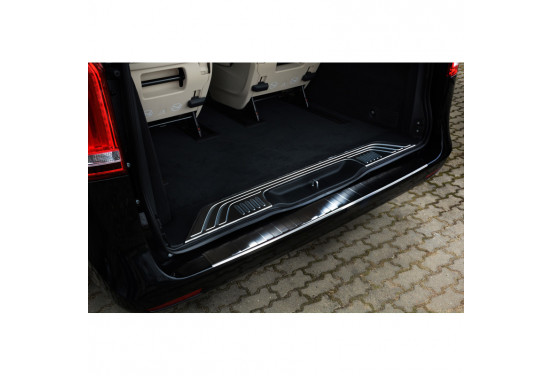 Zwart RVS Bumper beschermer passend voor Mercedes Vito / V-Klasse 2014- 'Ribs'