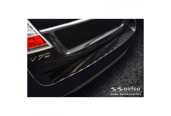 Zwart RVS Bumper beschermer passend voor Volvo V70 Facelift 2013-2016 'Ribs'