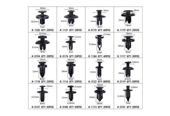 Assortimentsdoos met Automotive Clips - 630 stuks assorti + (De-)Montagetang, afbeelding 4