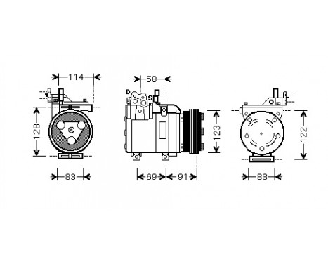 Kompressor, luftkonditionering 1.6 (Typ HCC)