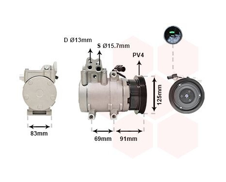 Kompressor, luftkonditionering 1.6 (Typ HCC), bild 2