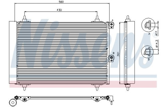 Kondensor, klimatanläggning 94870 Nissens
