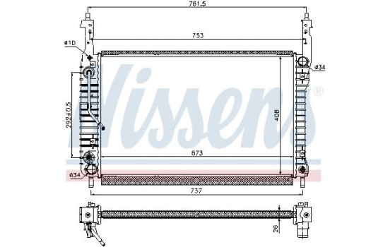 Kylare, motorkylning 63119 Nissens, bild 2